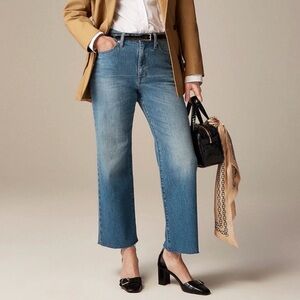 J Crew High Rise Cropped Kickout Jeans 1996 Semi-Stretch Size 33 Raw Hem